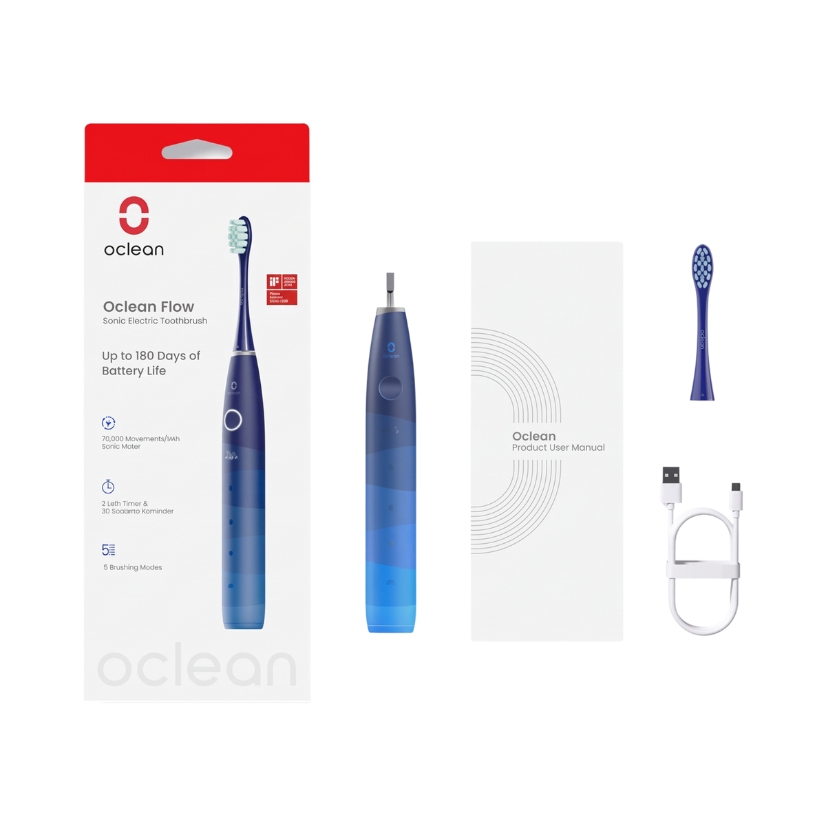 Oclean Flow Electric Toothbrush, Blue