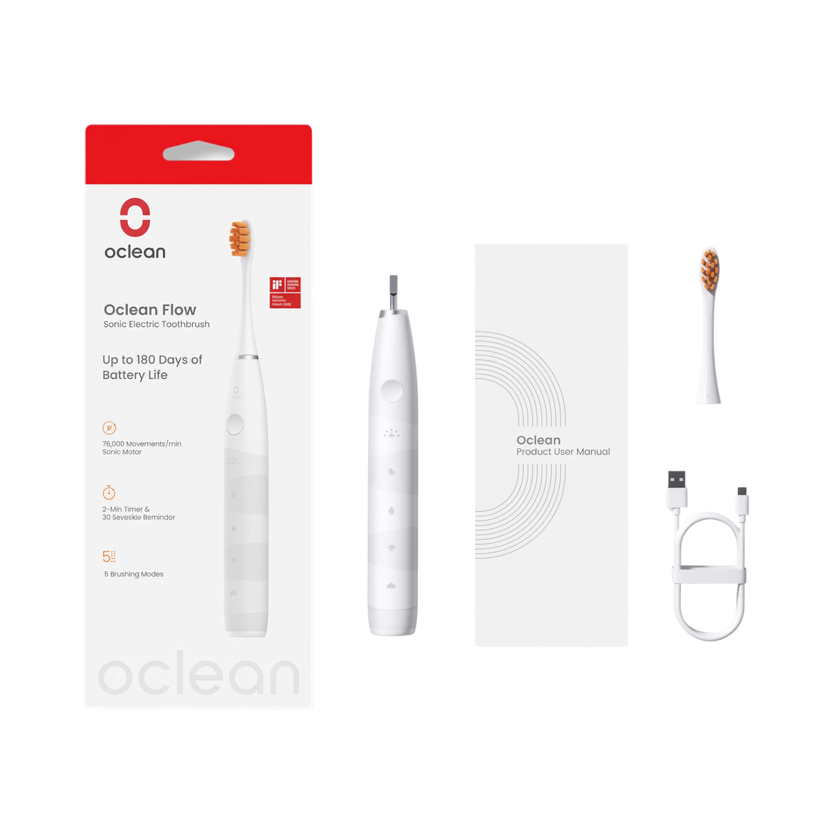 Oclean Flow Electric Toothbrush, White