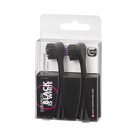 Curaprox Black Is White Hydrosonic Carbon Brush Head, 2-Pack