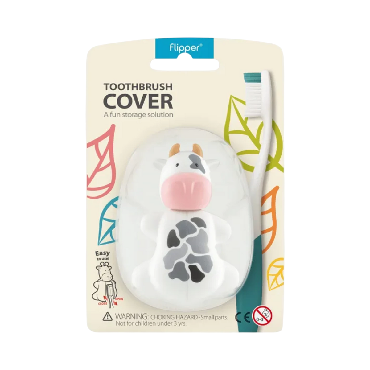 Flipper Fun Animal Toothbrush Cover, Cow