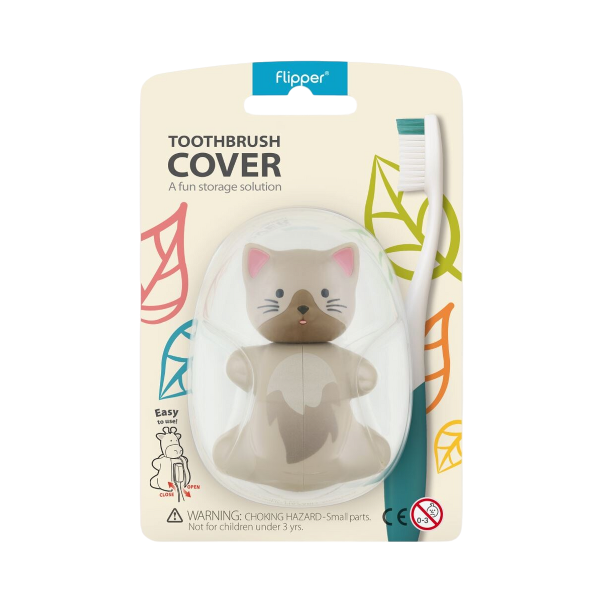 Flipper Fun Animal Toothbrush Cover, Cat